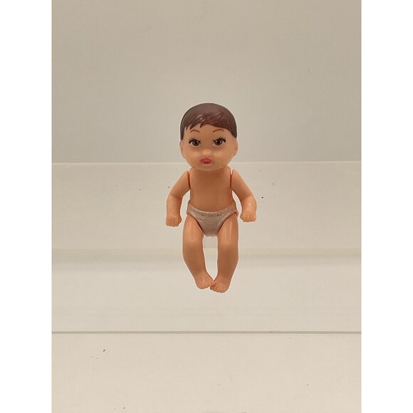 Mattel Barbie Little Brother/Sister Baby Doll With Brown Hair & Diaper - Picture 1 of 4